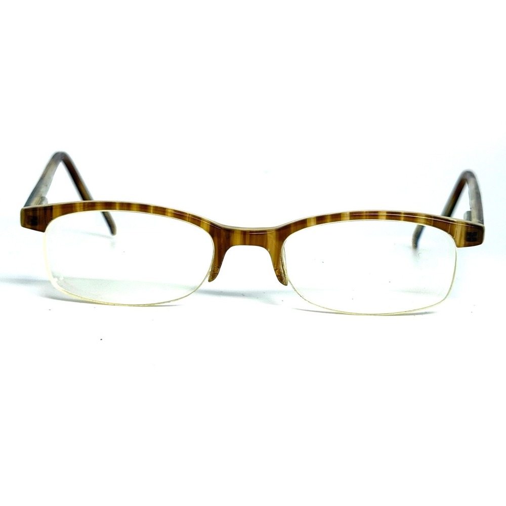 Marc Hunter 7204 Cinnamon Brown Woodgrain Half Rim Eyeglasses 48/19/140